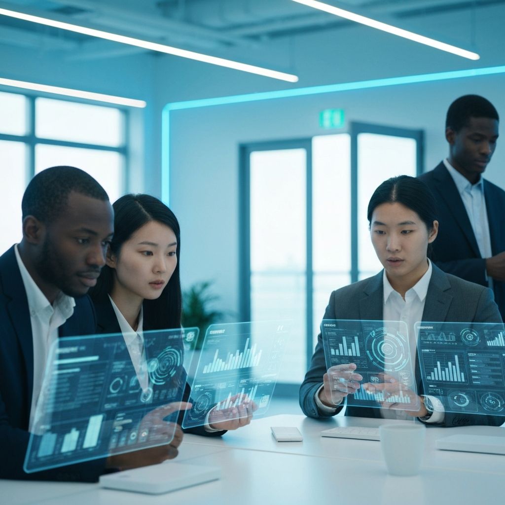 Business team leveraging AI technology for growth - Promosynth AI Solutions